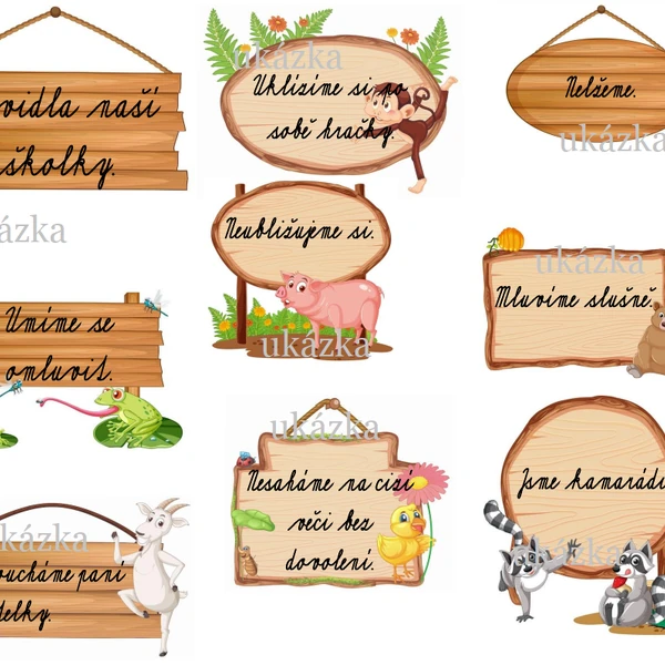 Pravidla mateřské školky - dřevěná zvířátka