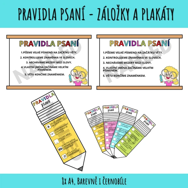 Pravidla psaní - záložky a plakáty