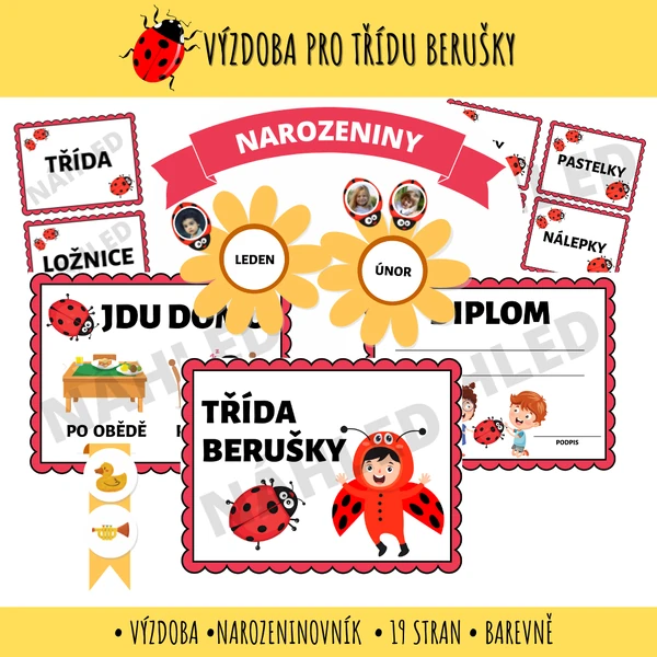 Berušky - výzdoba a narozeninovník