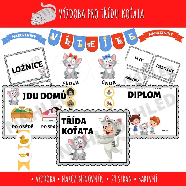 Výzdoba a narozeninovník - Kočičky, Koťata