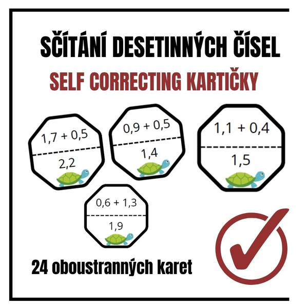 Sčítání desetinných čísel - selfcorrecting karty