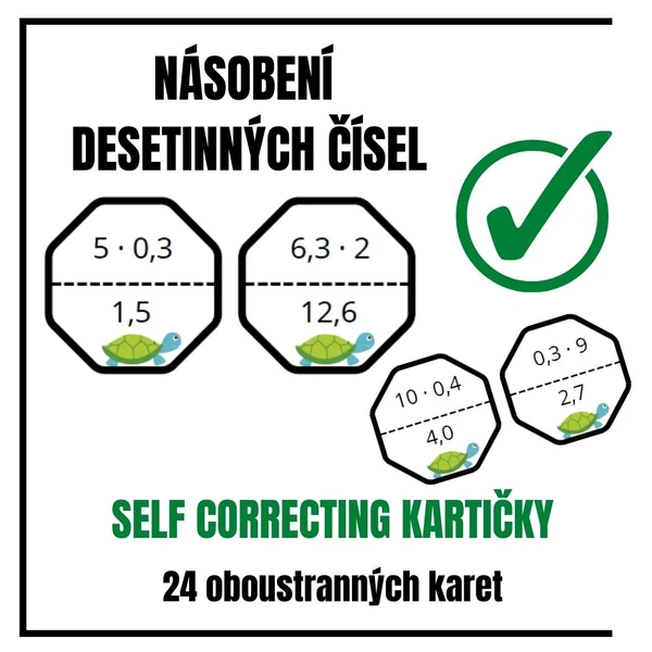 Násobení desetinných čísel - selfcorrecting karty