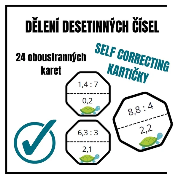Dělení desetinných čísel - selfcorrecting karty