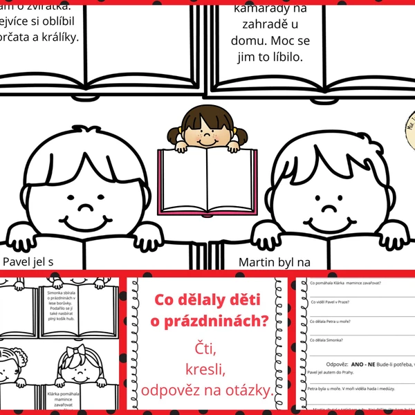 Co dělaly děti o prázdninách? Čtení s porozuměním.