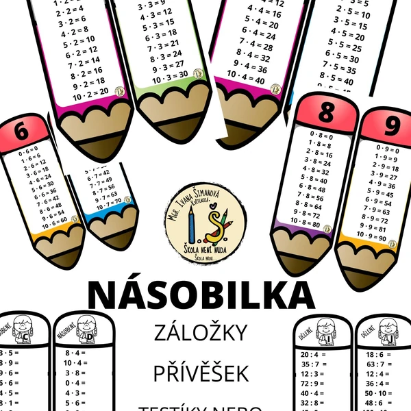 Násobilka – záložky, přívěšek, testíky nebo procvičování