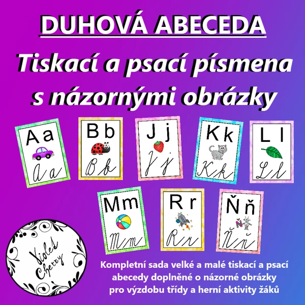 Duhová abeceda 5 - Tiskací a psací písmena s názornými obrázky