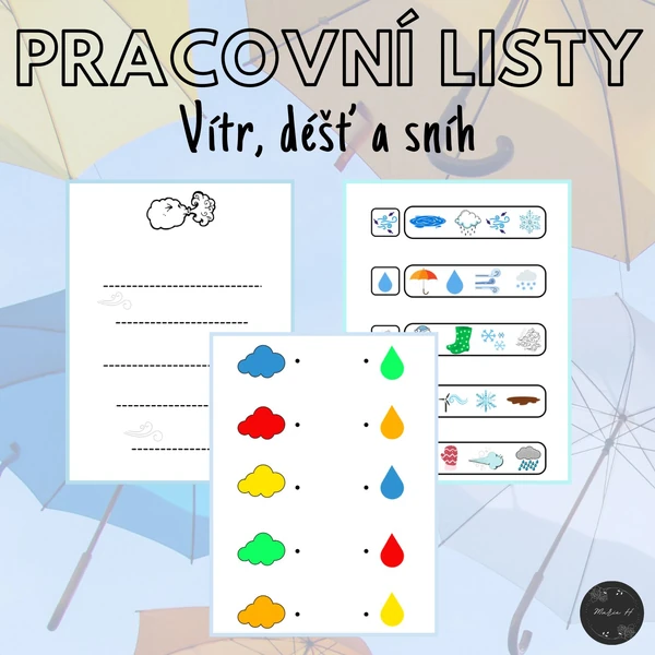 Vítr, déšť a sníh, pracovní listy