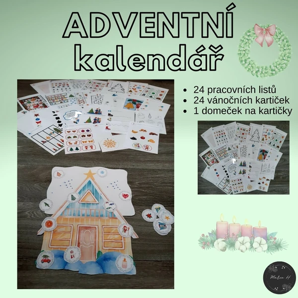 Adventní kalendář, pracovní listy