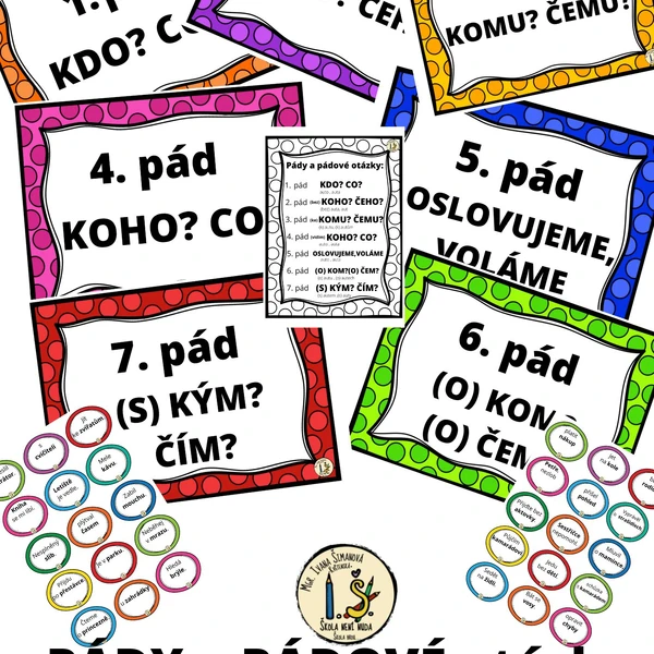 Pády, pádové otázky - barevná řada