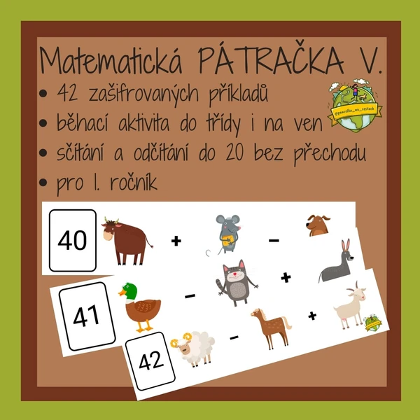 Matematická pátračka V. sčítání a odčítání do 20