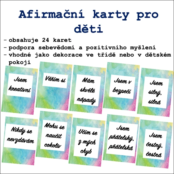 Afirmační karty pro děti 