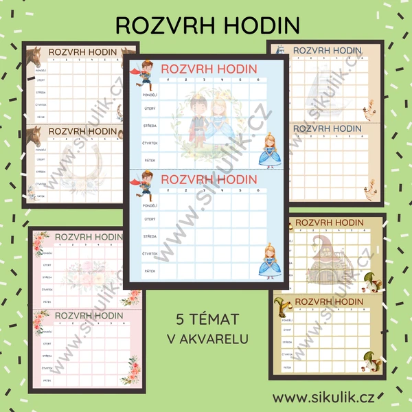 Rozvrh hodin barevný