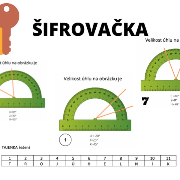 Šifrovačka - velikost úhlu, odčítání úhlů
