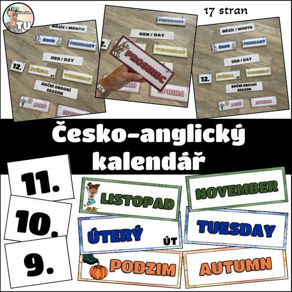 Česko-anglický kalendář - aktivní výzdoba