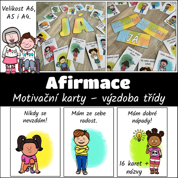 Afirmace - motivační karty, výzdoba třídy