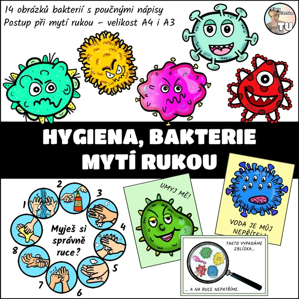 Bakterie, správné mytí rukou - výzdoba