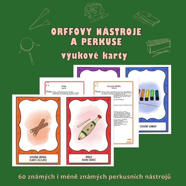 Orffovy nástroje a perkuse - výukové karty