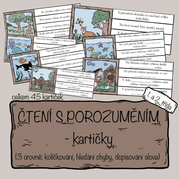 Čtení s porozuměním - kartičky
