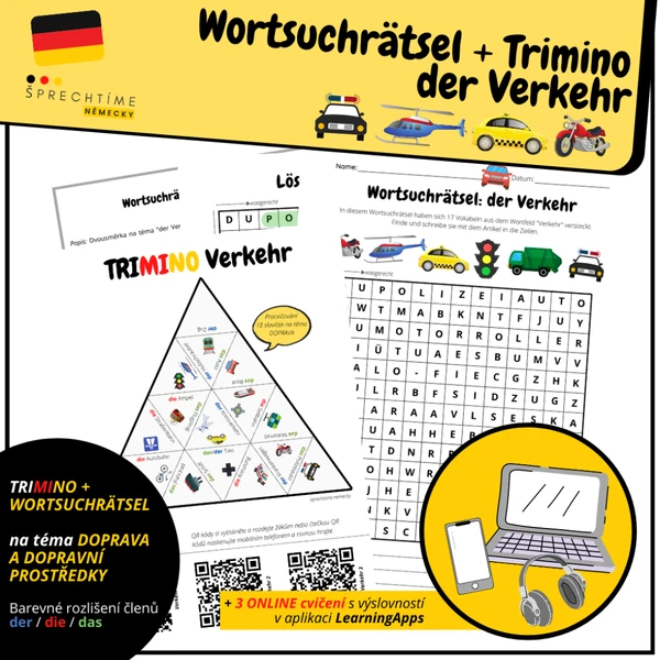 Trimino + Wortsuchrätsel VERKEHR
