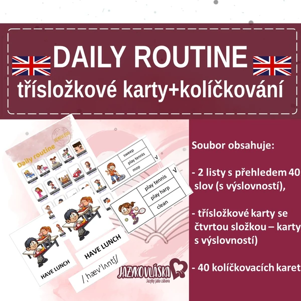 Daily routine třísložkové karty a kolíčkování