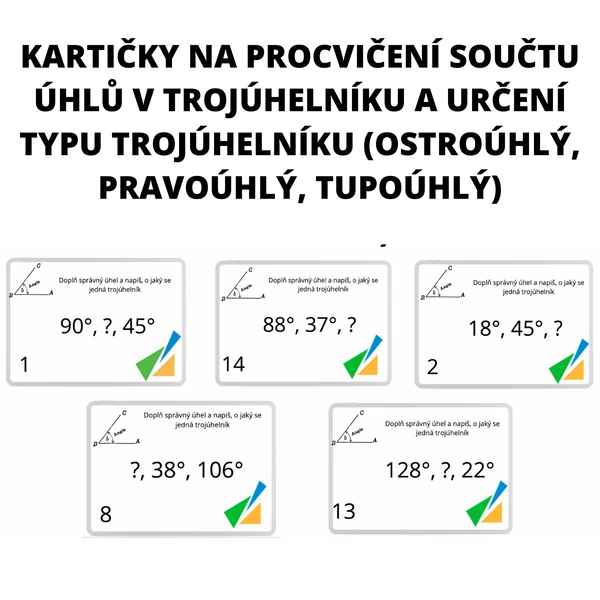 Součty úhlů v trojúhelníku, určení typu trojúhelníku