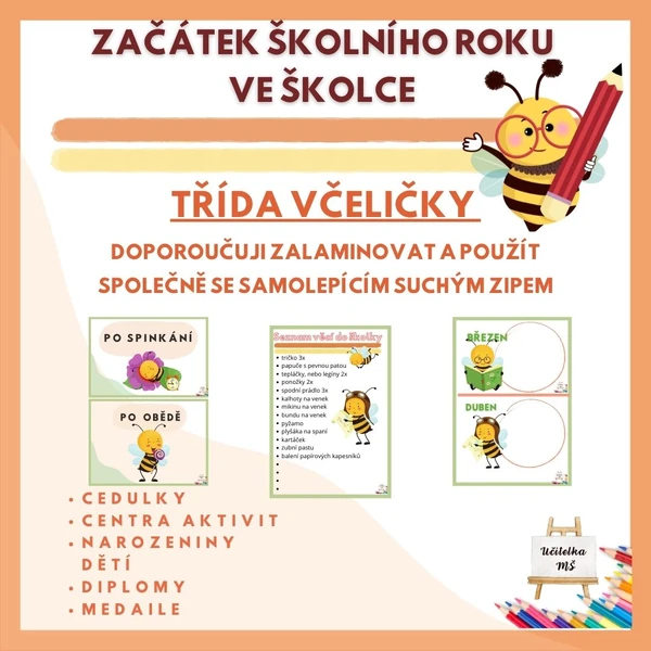 Cedulky pro třídu Včeliček