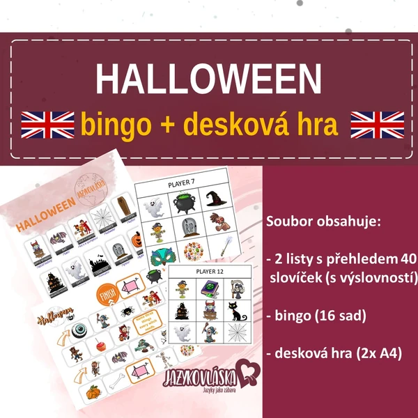 Halloween bingo a desková hra