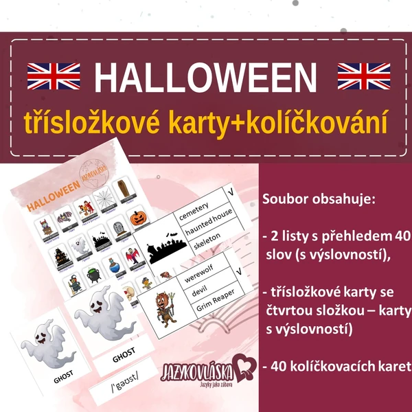 Halloween třísložkové karty + kolíčkování