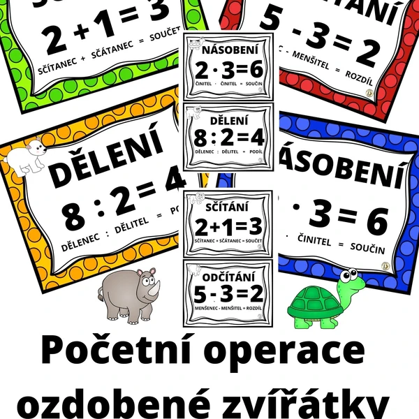 Početní operace ozdobené zvířátky