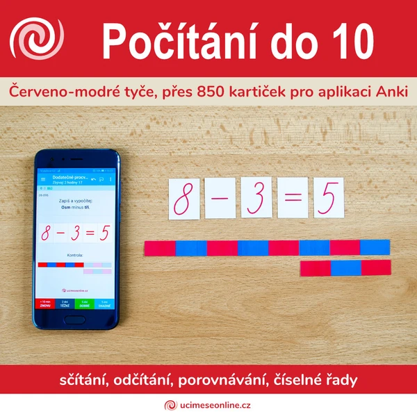 Počítání do 10 s interaktivními kartičkami pro aplikaci Anki (flashcards)