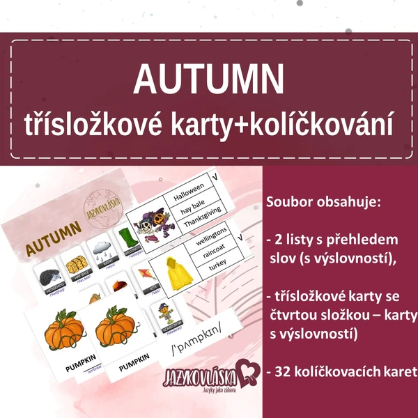 Autumn třísložkové karty + kolíčkování