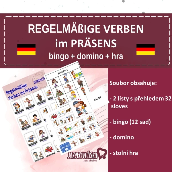Regelmäßige Verben im Präsens bingo, domino, hra