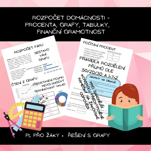 Rozpočet domácnosti - procenta, grafy, tabulky, finanční gramotnost