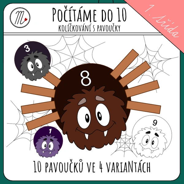 Počítání s pavoučky do 10 - kolíčkování
