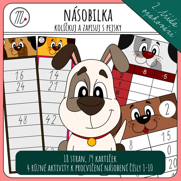 Násobilka s pejsky - kroužkuj, kolíčkuj