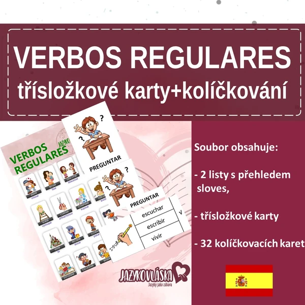 Verbos regulares třísložkové karty + kolíčkování