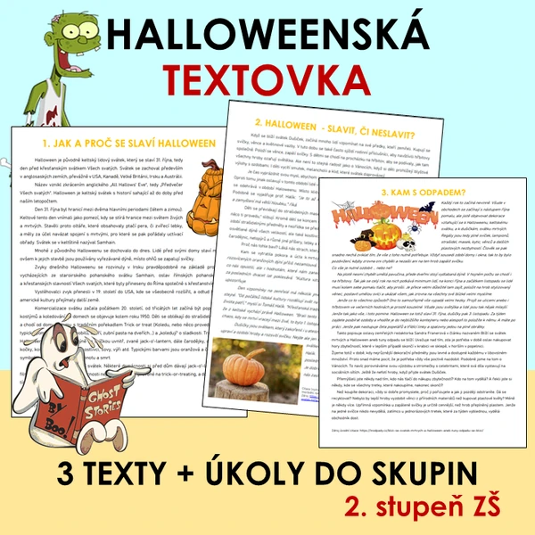 Halloween - práce s texty do skupin