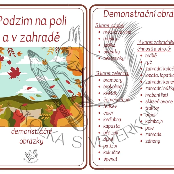PODZIM Na poli a v zahradě - demonstrační obrázky
