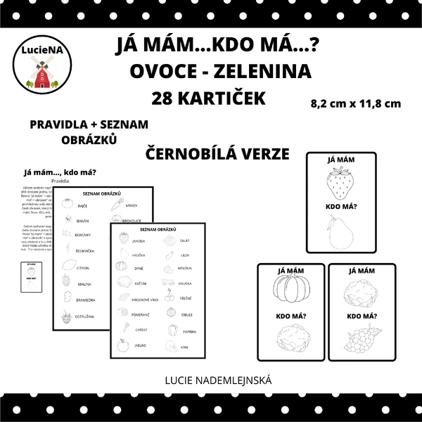 JÁ MÁM KDO MÁ OVOCE ZELENINA ČERNOBÍLÉ