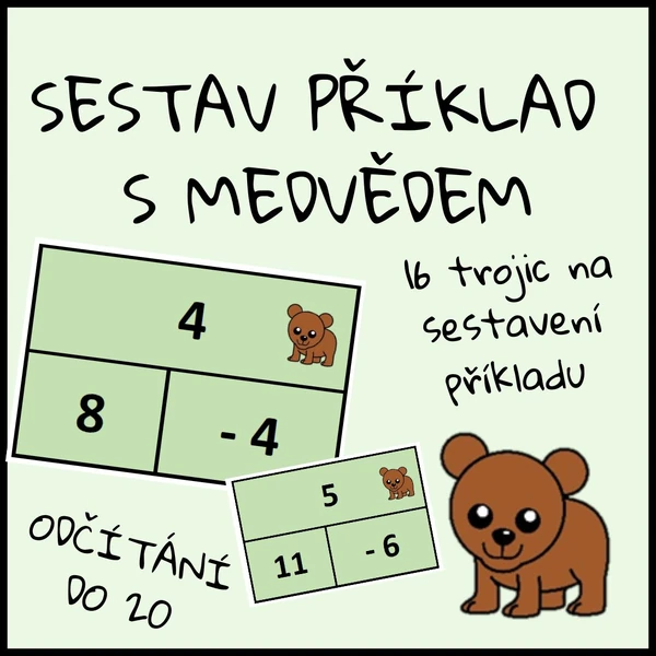 SESTAV PŘÍKLAD - odčítání do 20