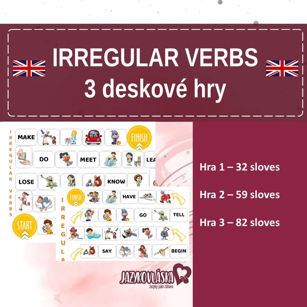 Irregular verbs (Nepravidelná slovesa) 3 hry