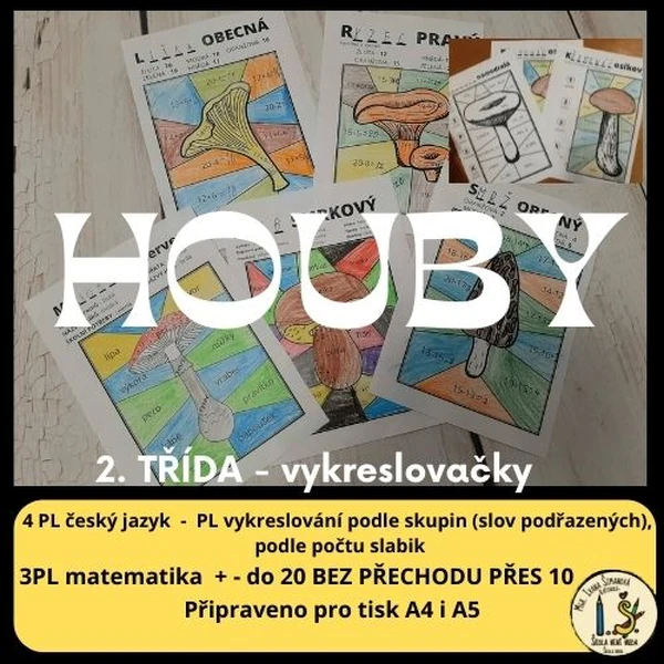 Houby - vykreslovačky 2. třída