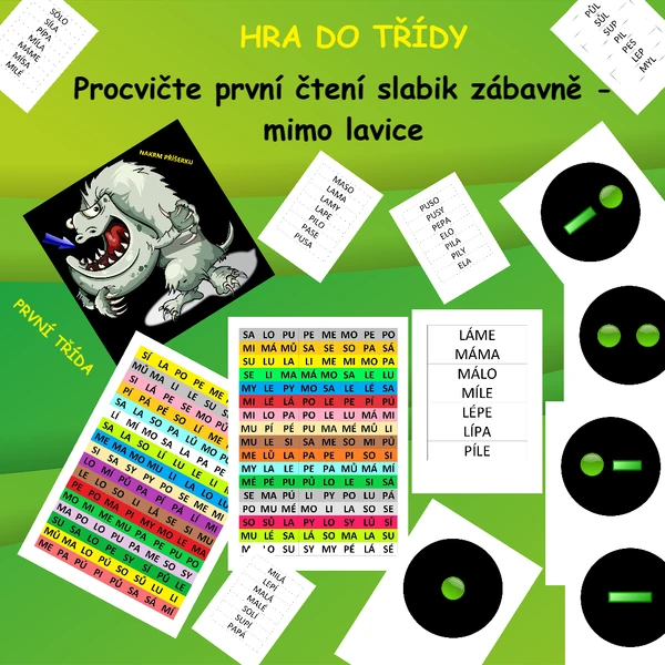 Hravé čtení prvních slabik a slov - mimo lavice
