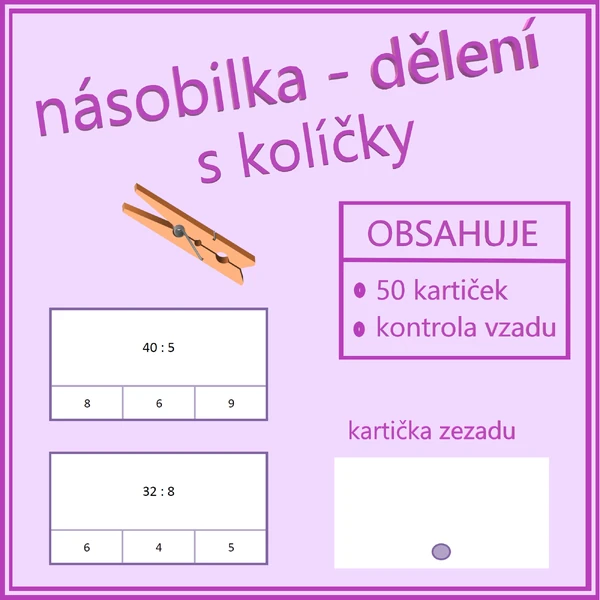 Násobilka - dělení s kolíčky