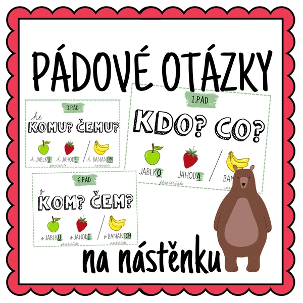 Pádové otázky - přehled na nástěnku 