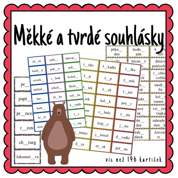 Měkké a tvrdé souhlásky - kartičky