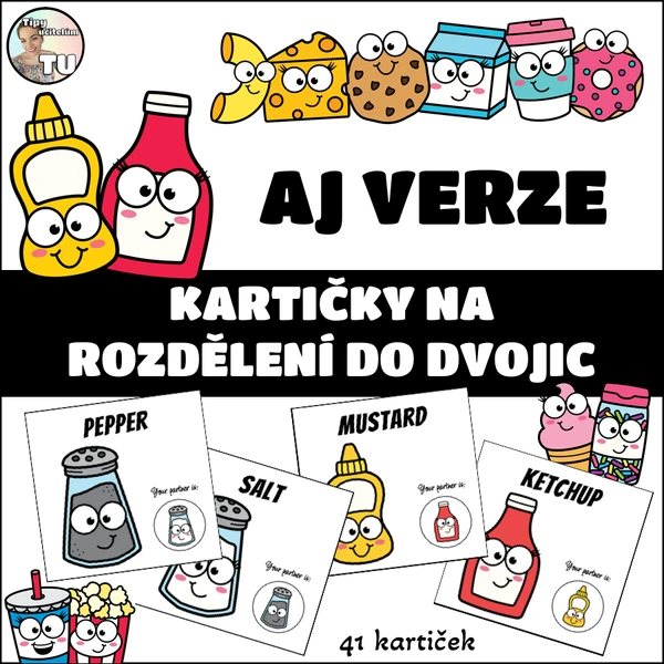 Kartičky na rozdělení do dvojic - AJ VERZE