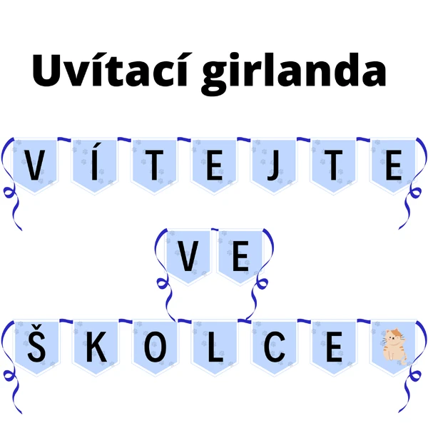 Uvítací girlanda s kočičkou
