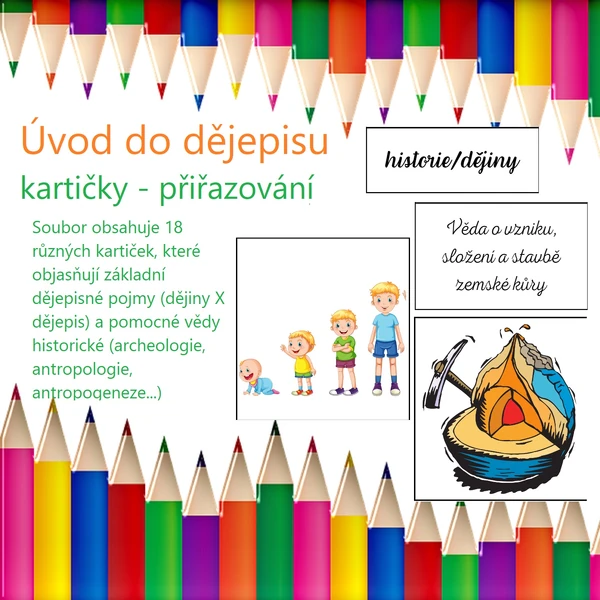 Úvod do dějepisu - přiřazování kartiček