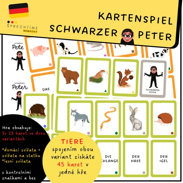 Kartenspiel Schwarzer Peter TIERE 1